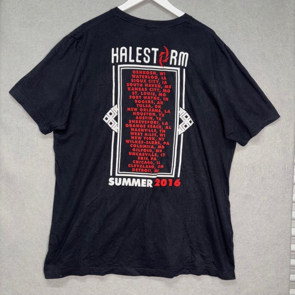 Halestorm Shirt Mens 2XL Black Summer 2016 Tour Concert Graphic Band Tee T-Shirt - Picture 2 of 10
